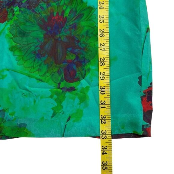 J. Crew Hothouse Watercolor Floral 100% Silk Dress Emerald Green Size 2 - Picture 9 of 10